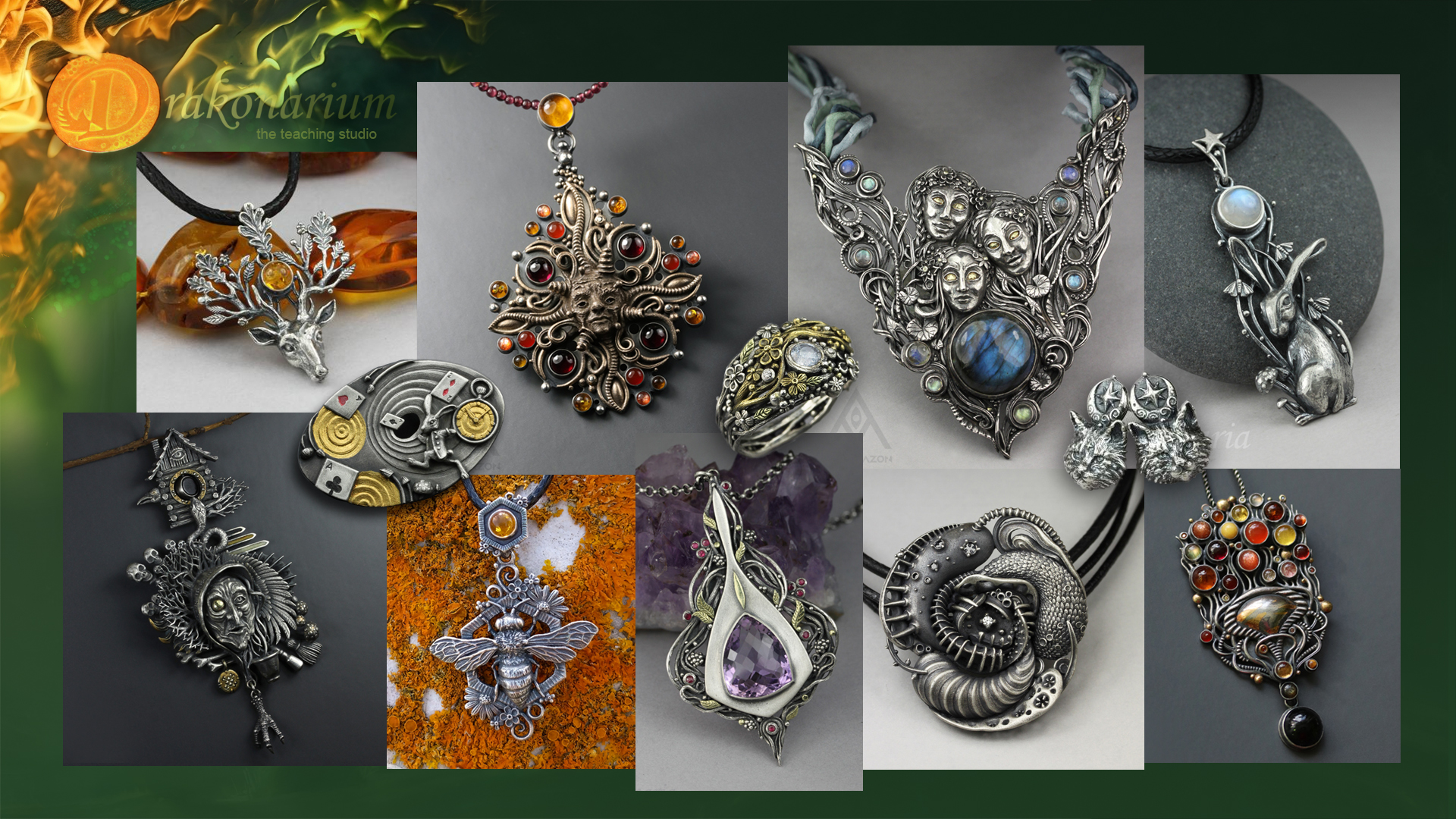 Lake Sanctuary – mixed metals scenery pendant